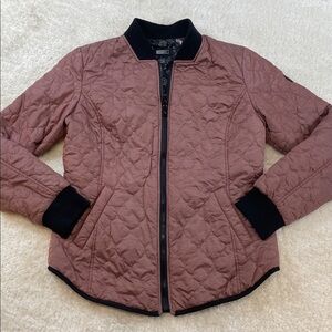 Bernardo Women’s Quilted Jacket Mauve Lightweight Floral lining Sz M